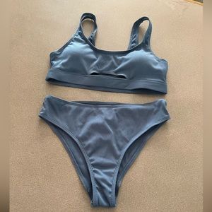New Size Medium Blue Striped Bathing Suit